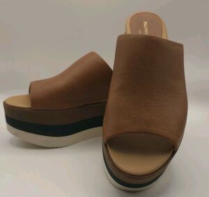 Paloma Barcelo Daila Slip-on Leather Platform Sandal Dune Size 39